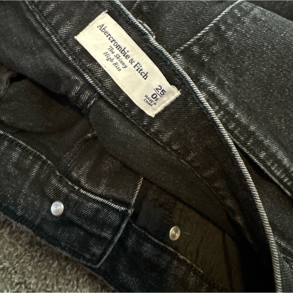 Abercrombie & Fitch Split Hem Jeans Sz 25 Black Denim Skinny High Rise - Picture 16 of 16
